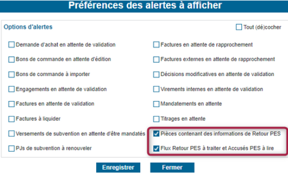 Image préférences des alertes à afficher